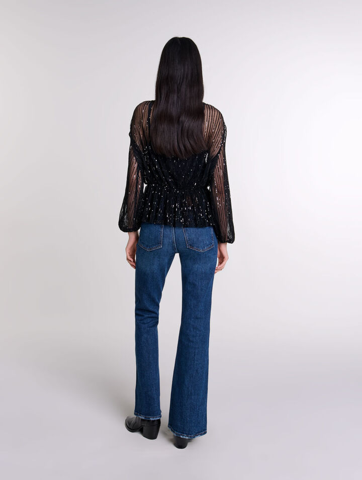 Belted sequin shirt