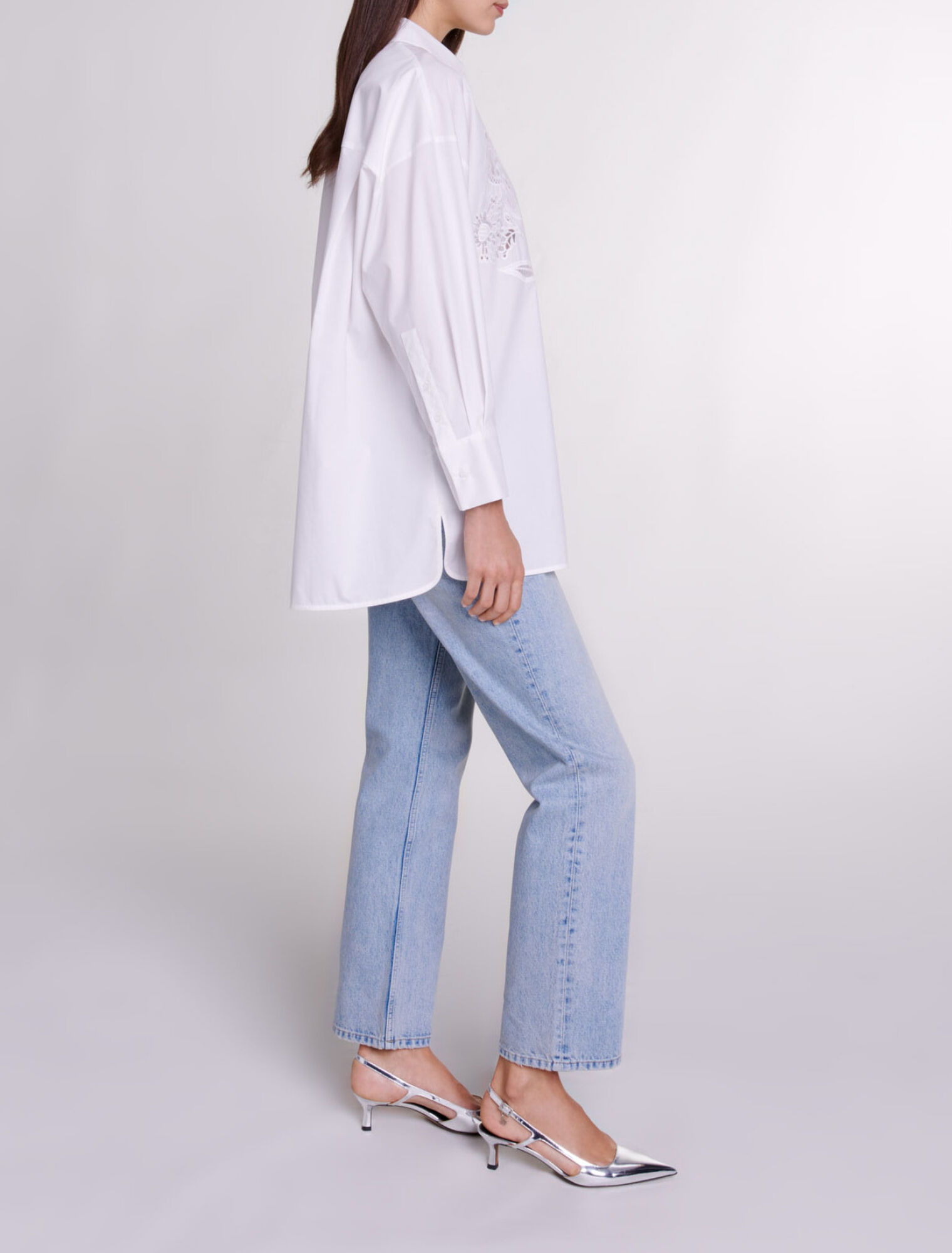 Crochet poplin shirt