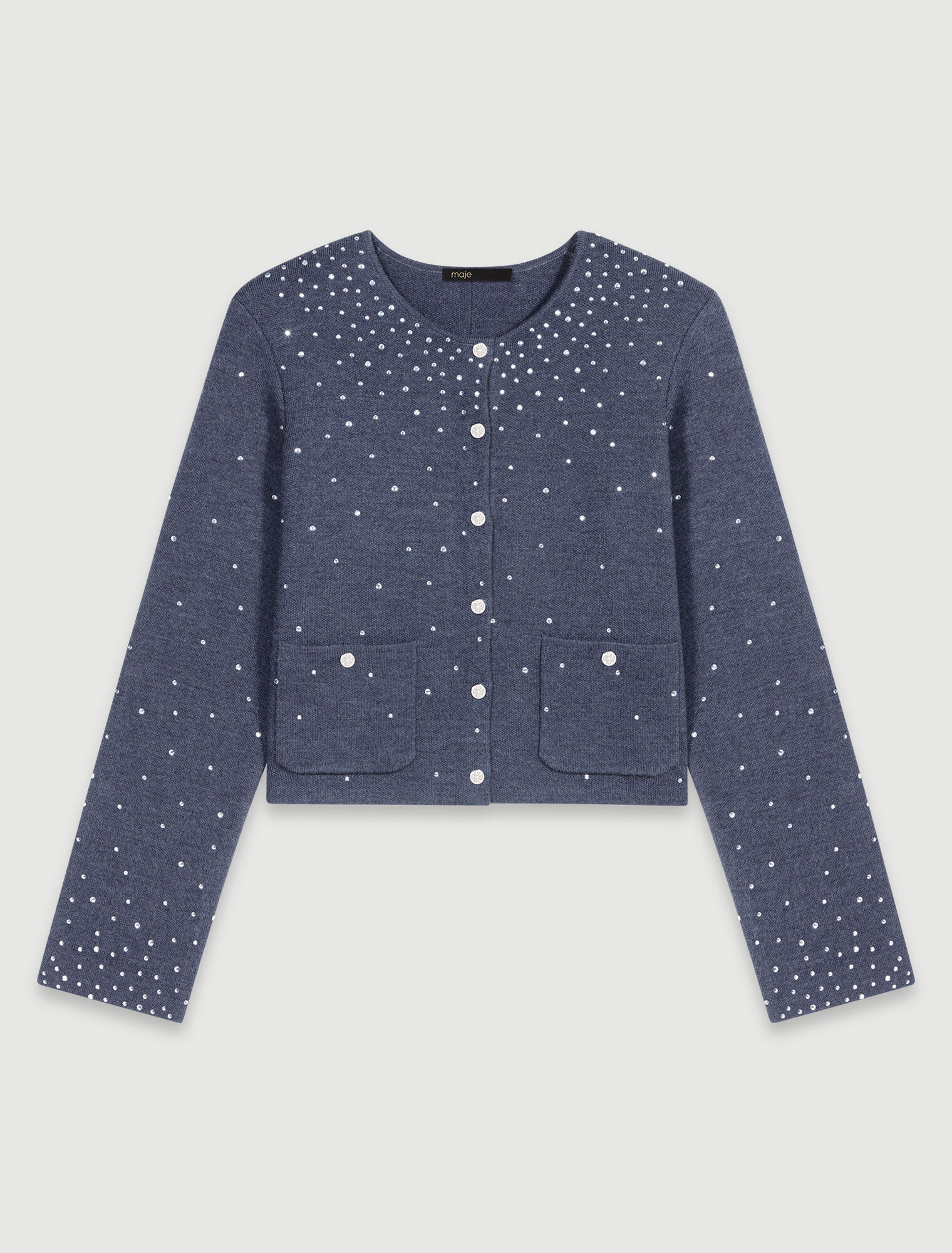 Knitted jumper with rhinestones