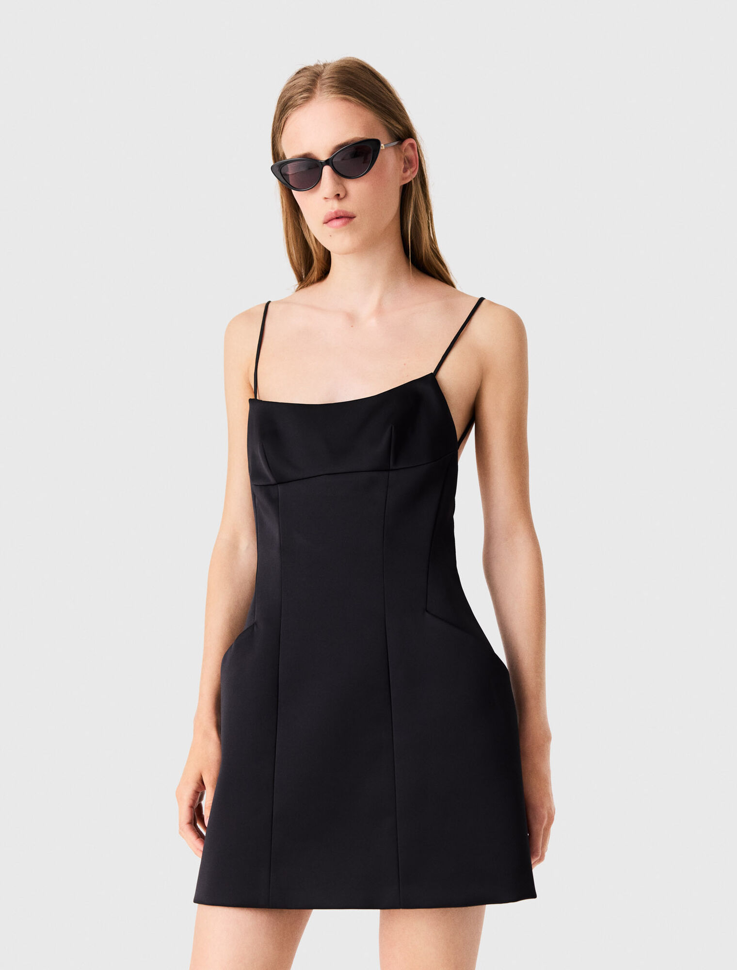 Short backless satin dress