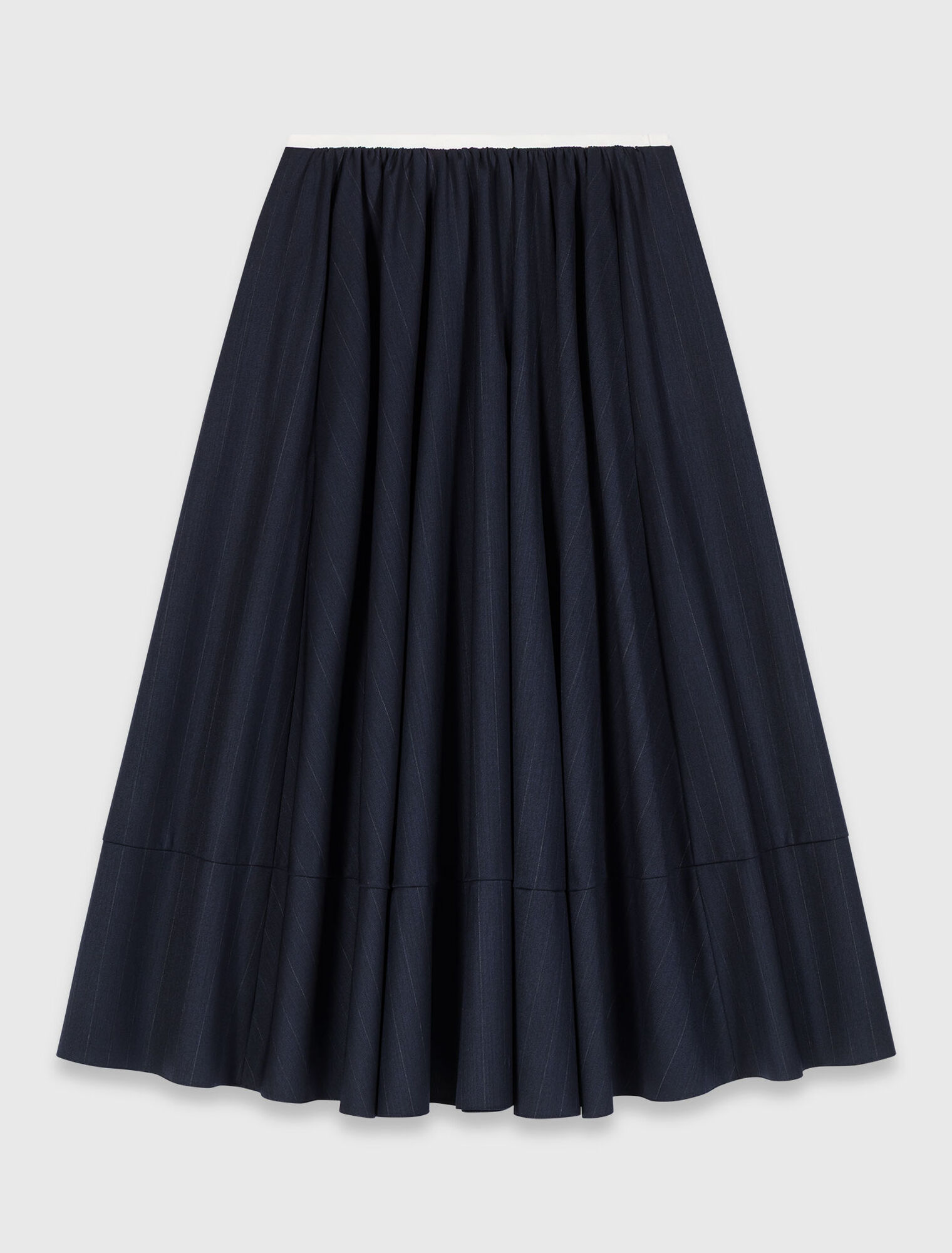 Striped tailored midi skirt