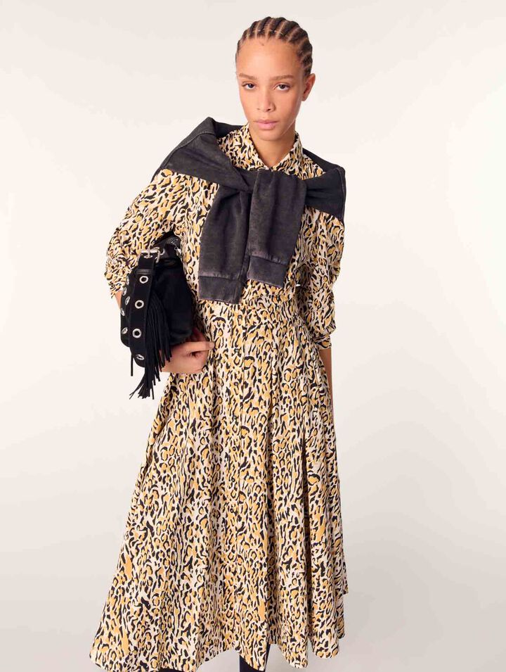 Leopard print midi dress
