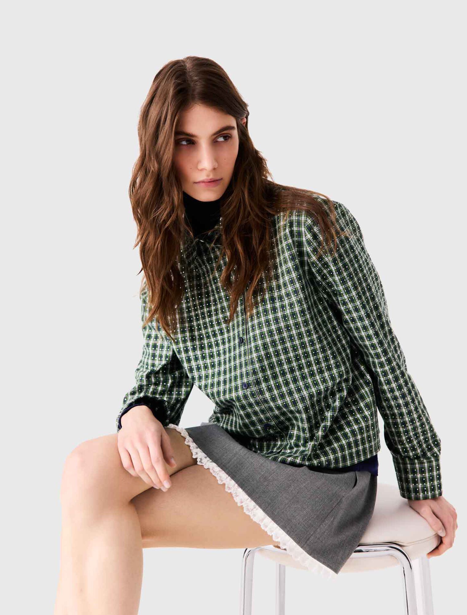 Rhinestone shirt with tie