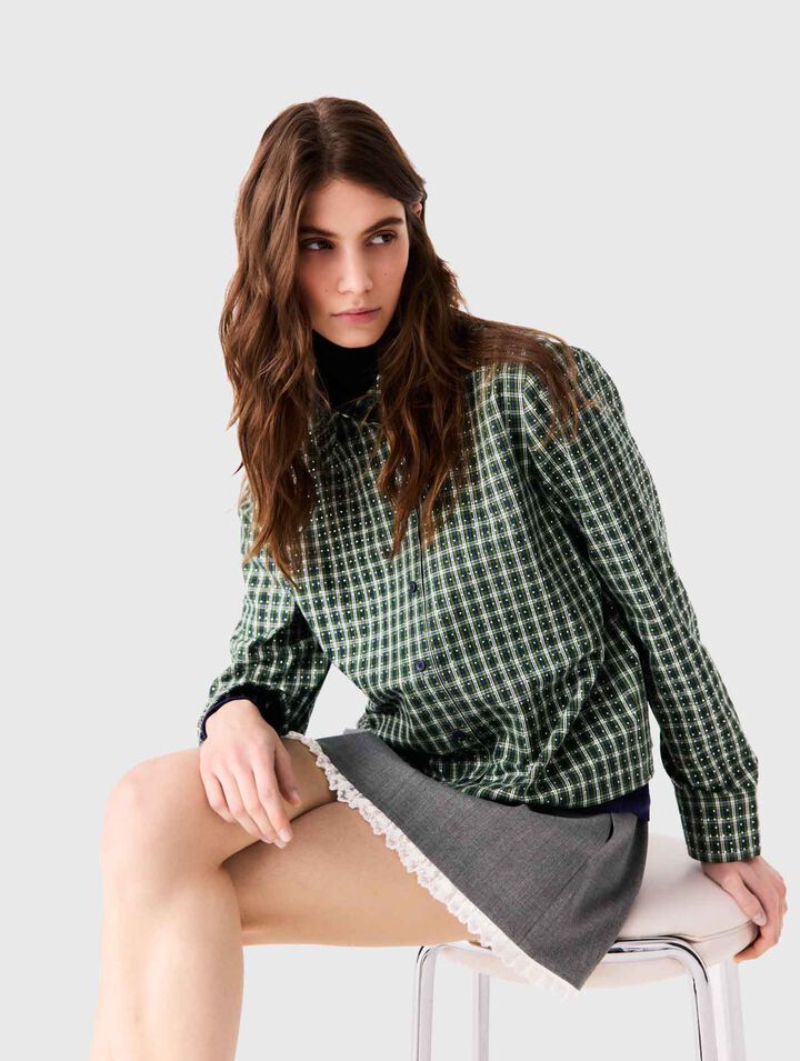 Rhinestone shirt with tie