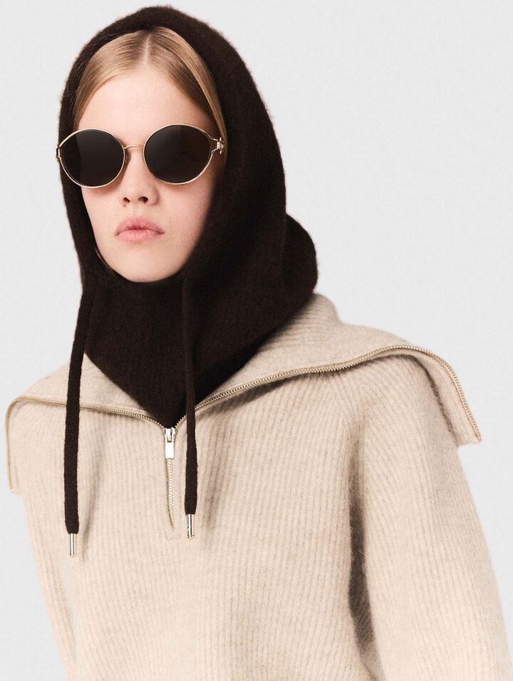 Rhinestone jumper with half-zip collar