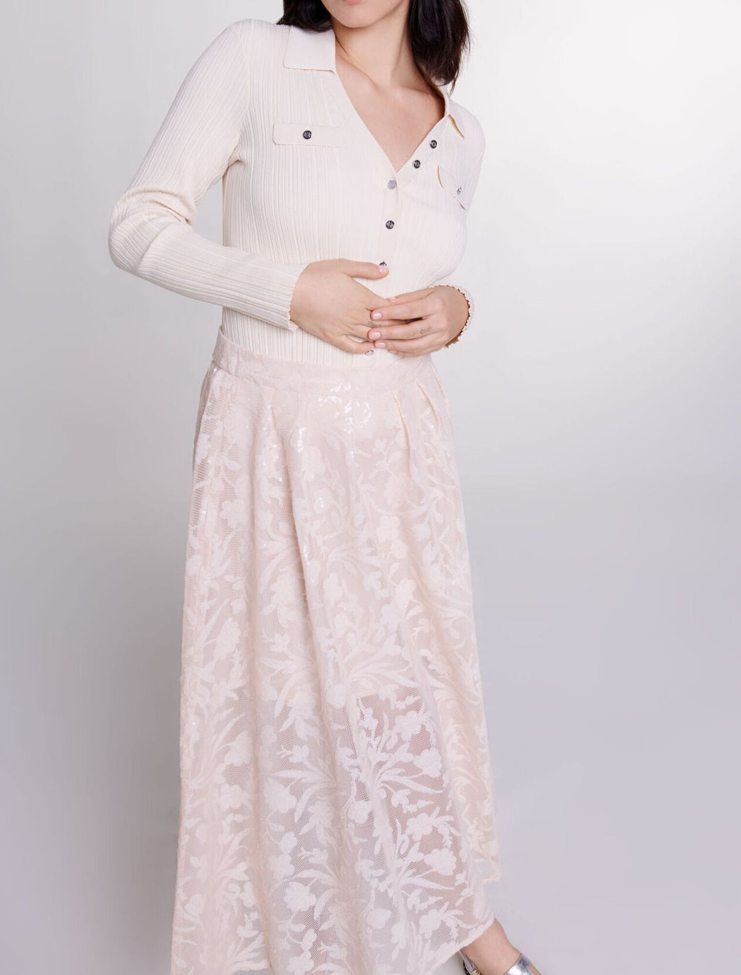 Sequin maxi skirt