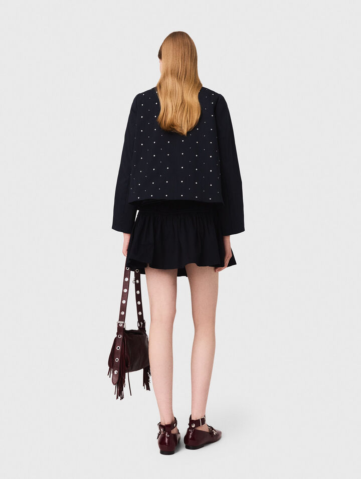 Cropped velvet collar jacket