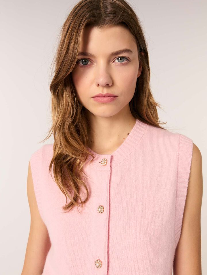 Sleeveless wool cardigan