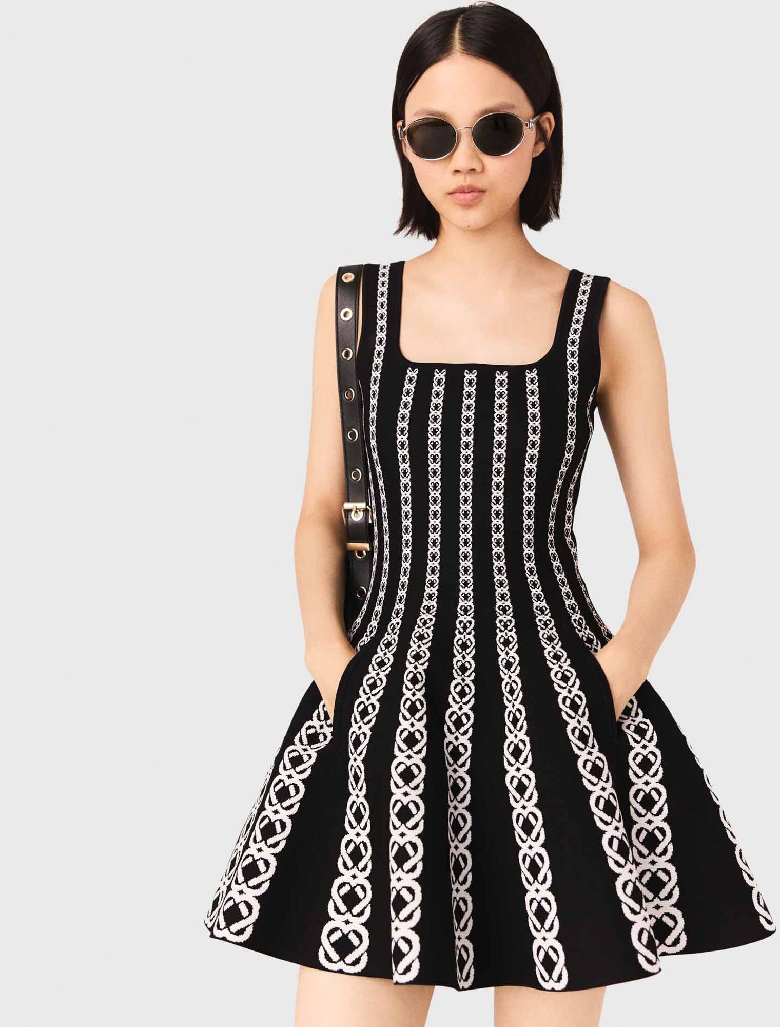 Short jacquard knit dress