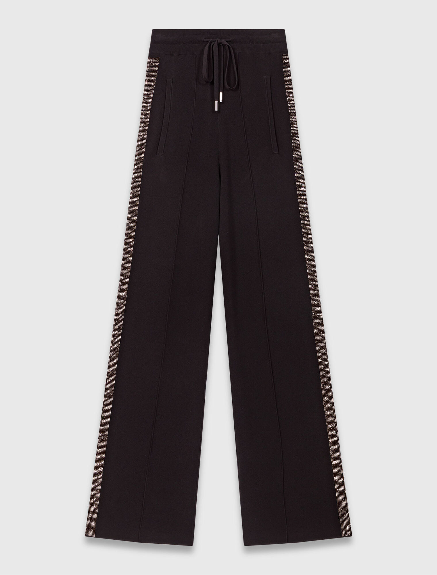 Trousers with rhinestone band
