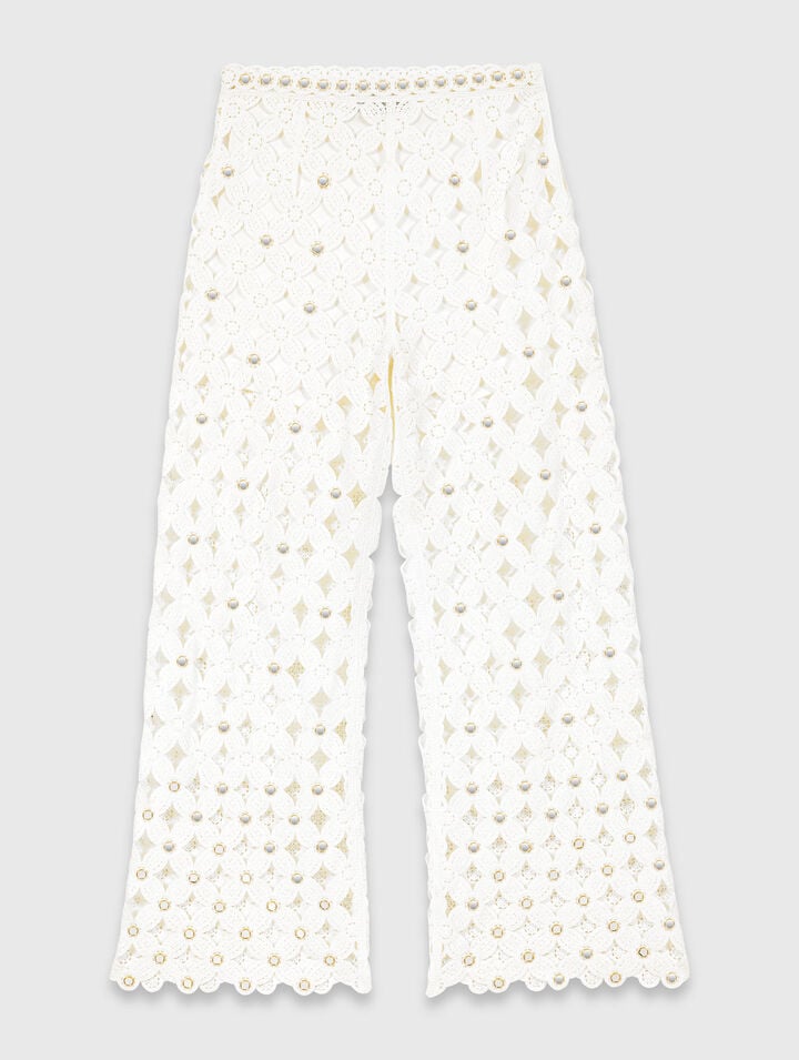 Crochet trousers with mirrors