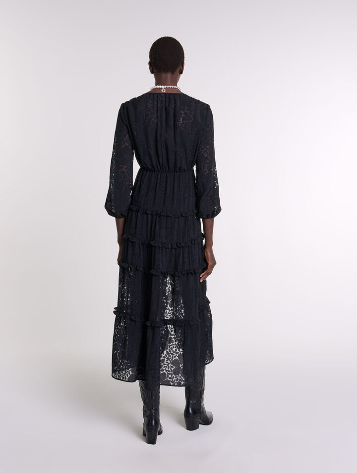 Ruffled patterned maxi dress