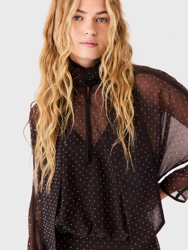 Short rhinestone tie-neck dress