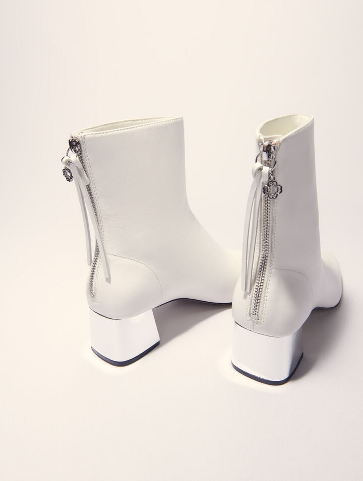 Square-toed leather boots