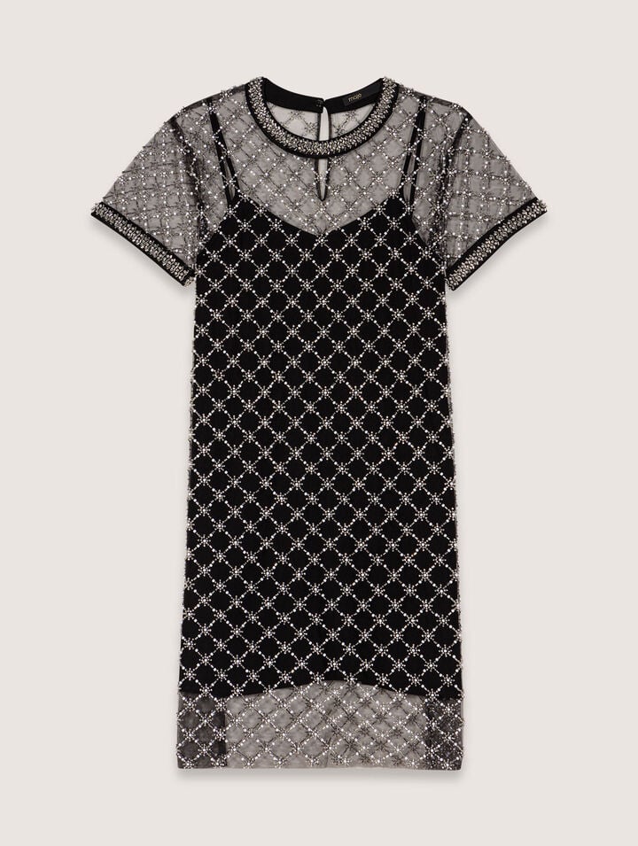 Short embroidered tulle dress