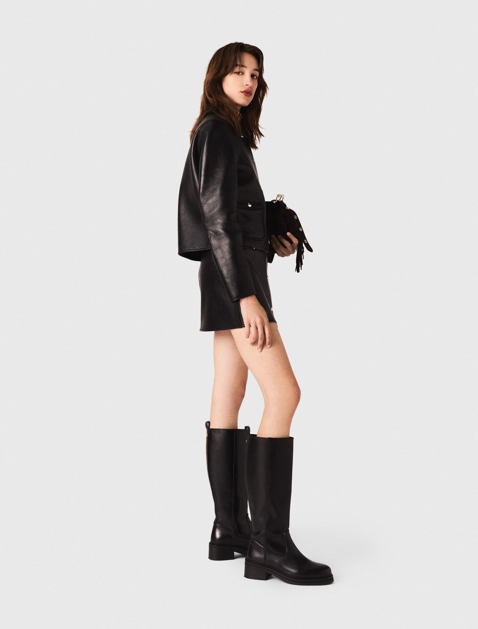 Cropped leather jacket