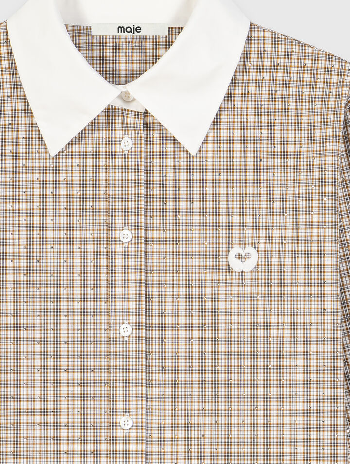 Short rhinestone checked shirt