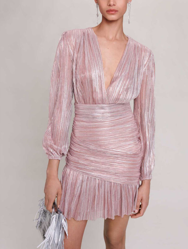 Pleated metallic fibre dress