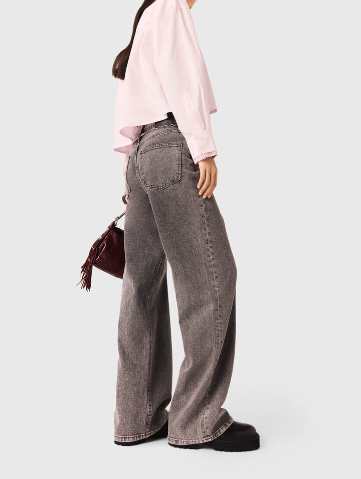 Wide-leg jeans with chain-link belt