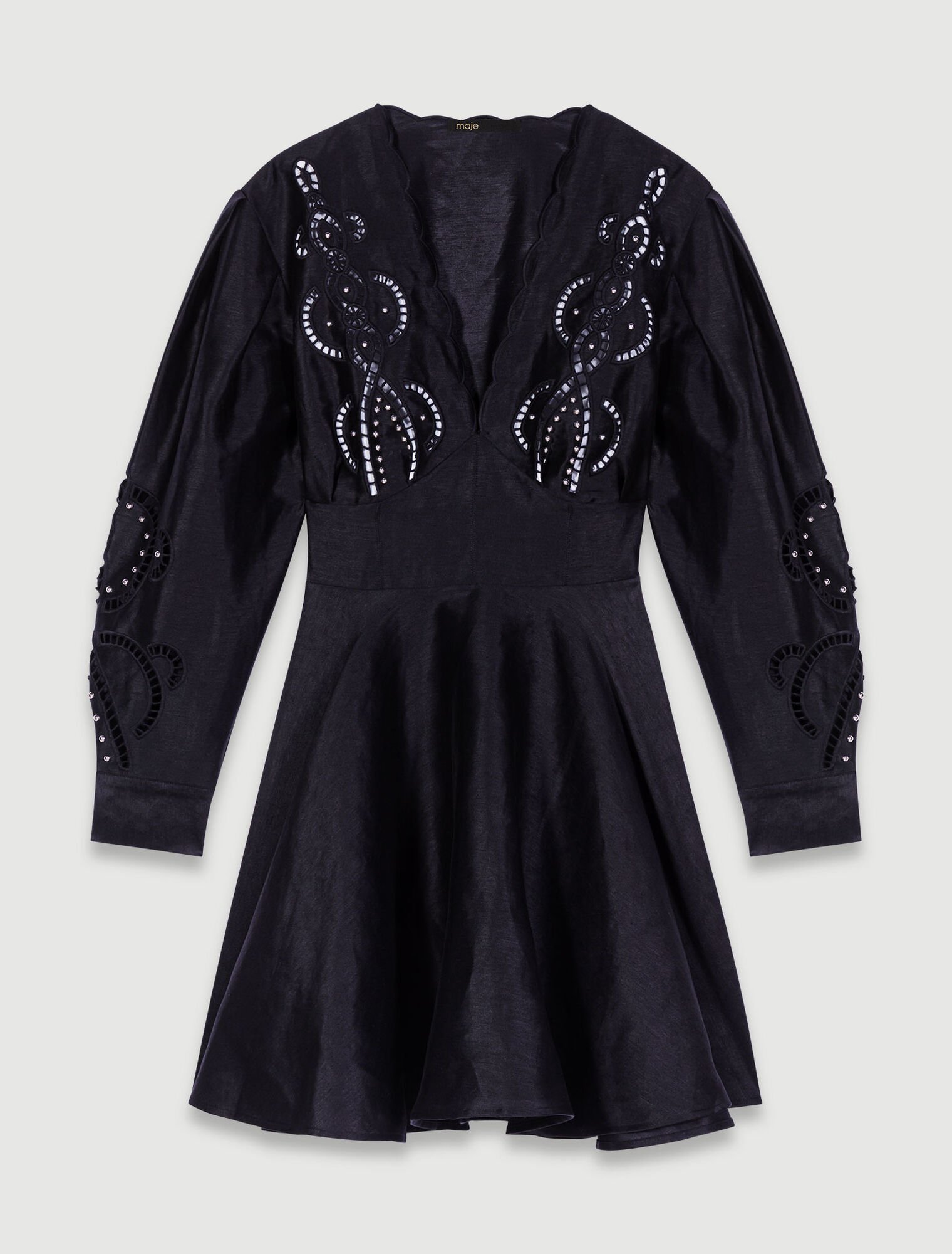 Short embroidered linen dress