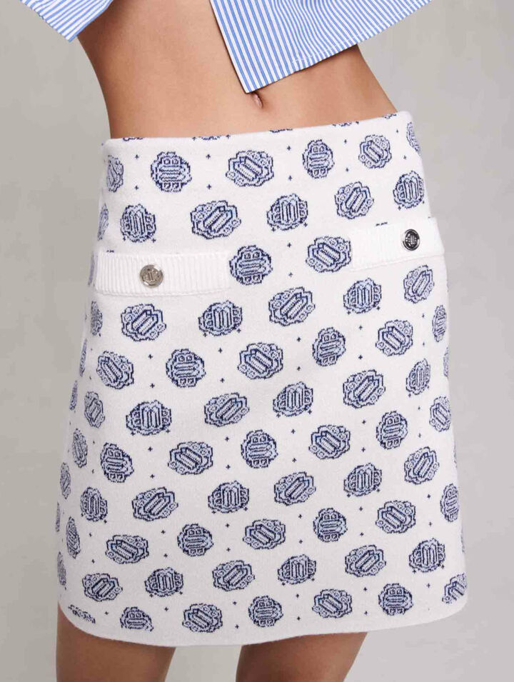 Monogrammed knit skirt