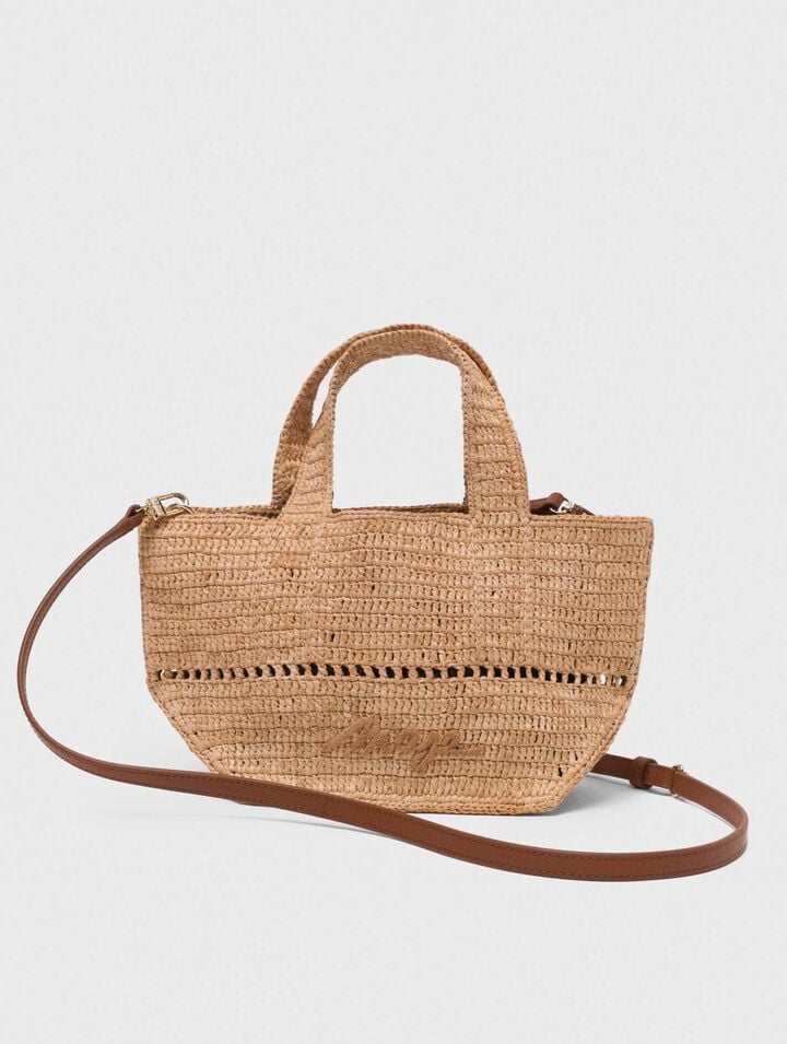 Natural raffia mini shopping bag