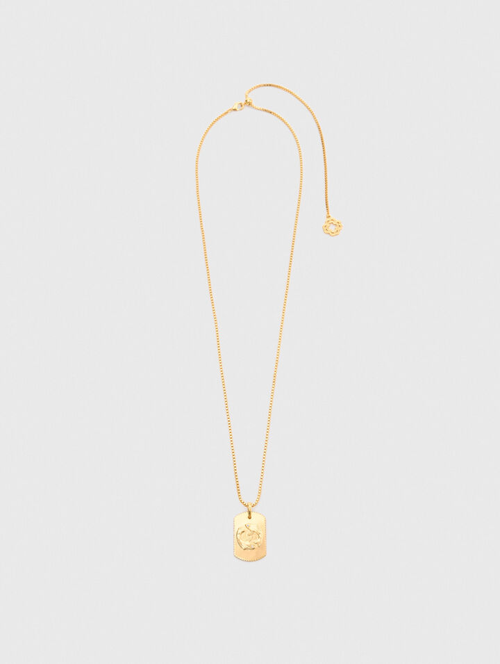 Zodiac sign plaque necklace