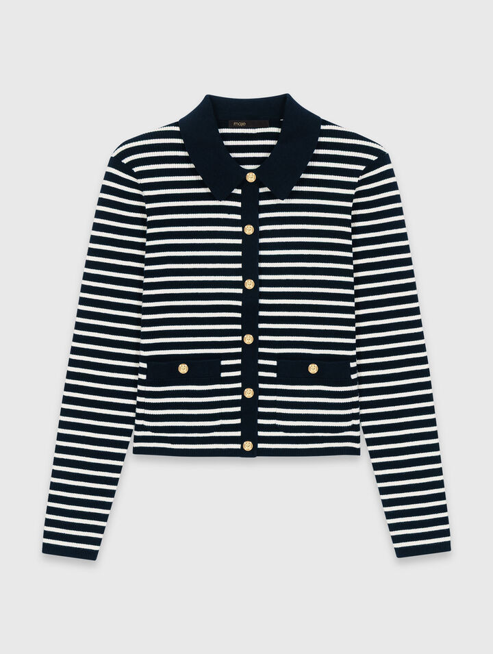 Striped polo cardigan