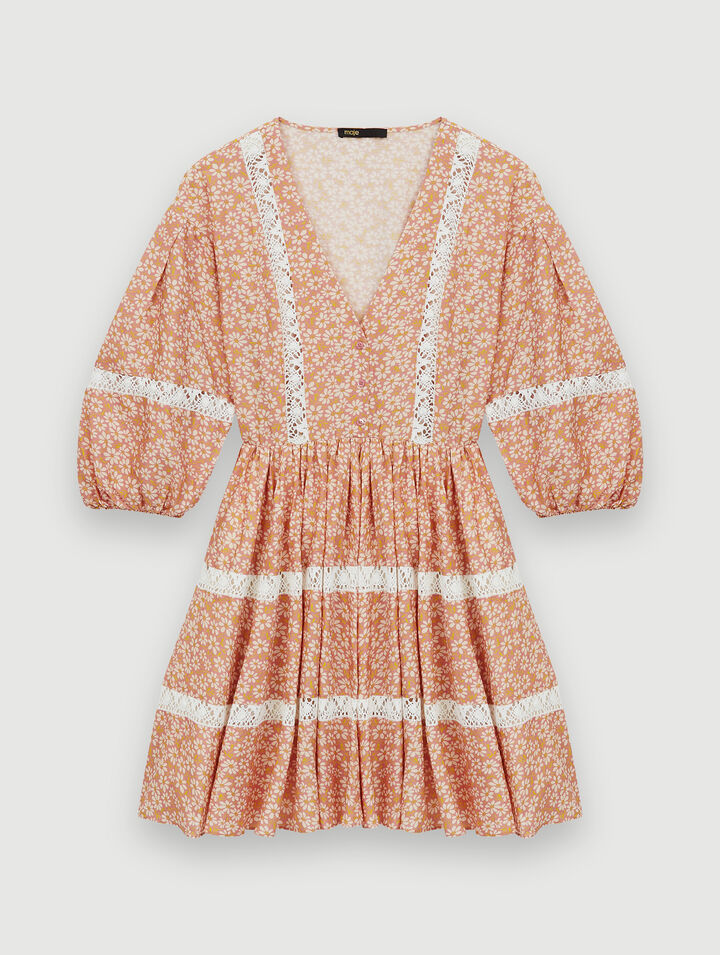 Printed lace braid dress