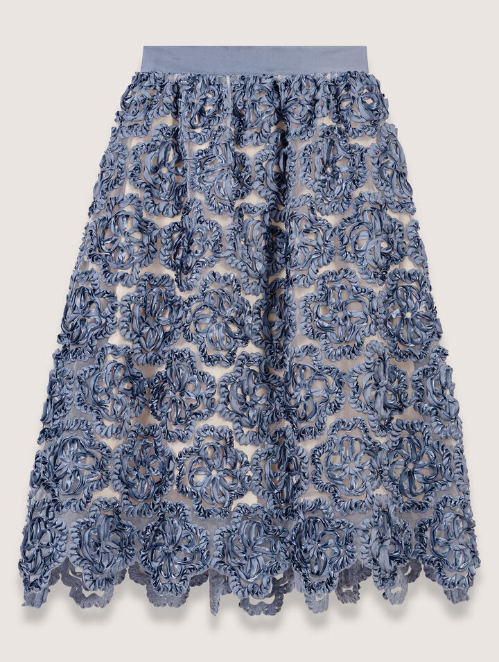 Floral organza maxi skirt