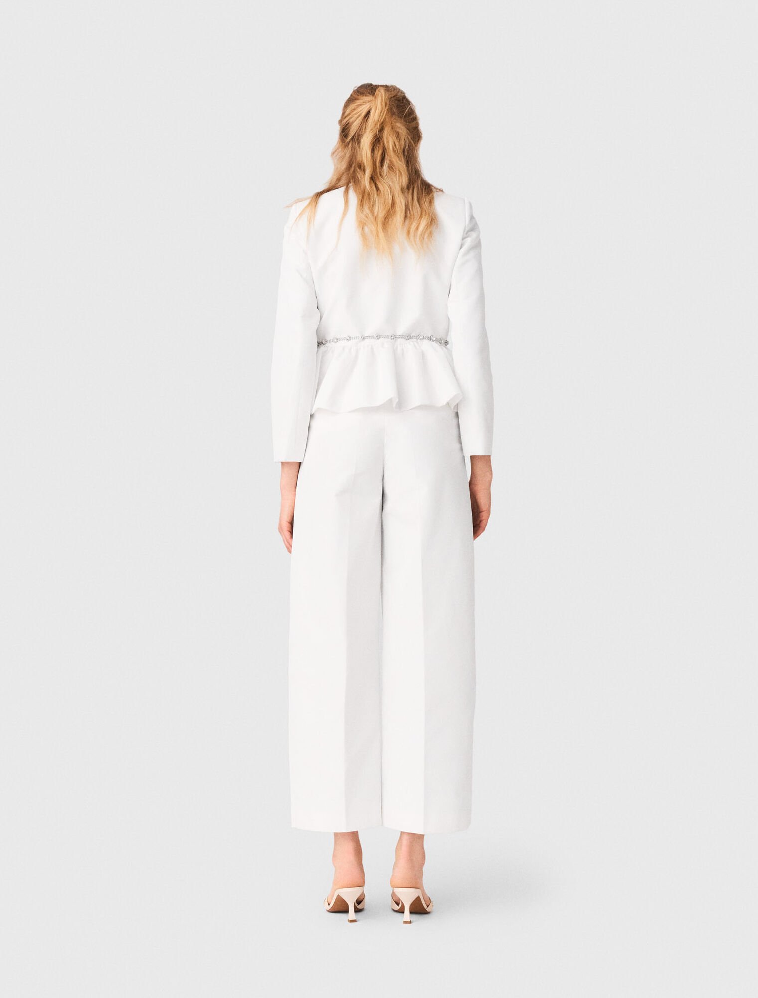 Cropped jacket with jewelled belt