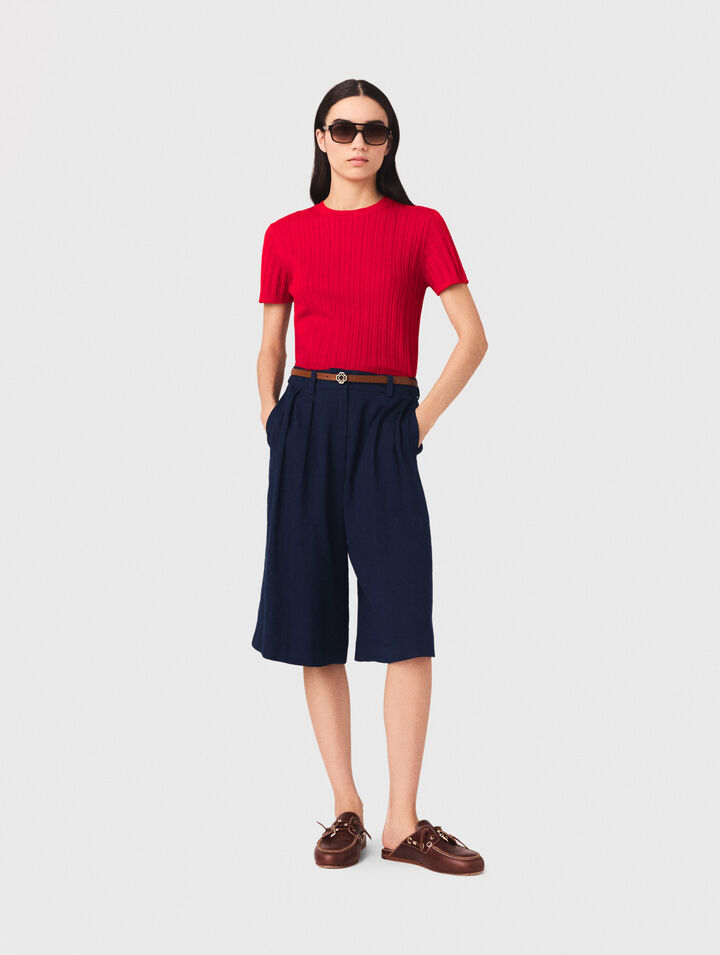 Linen-blend Bermuda shorts