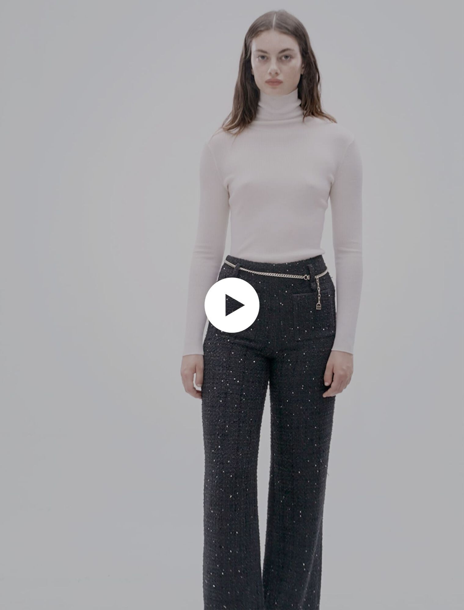 Sequinned tweed trousers