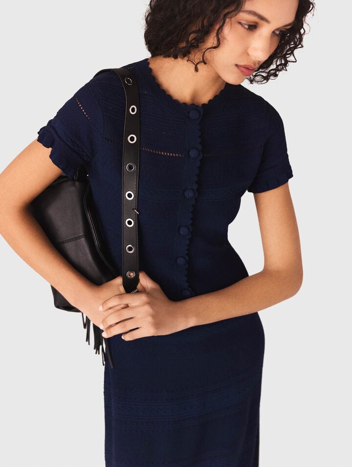 Knit maxi dress with ruffles