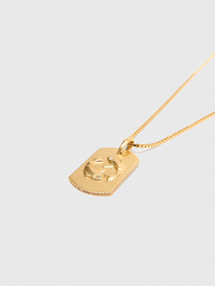 Zodiac sign plaque necklace