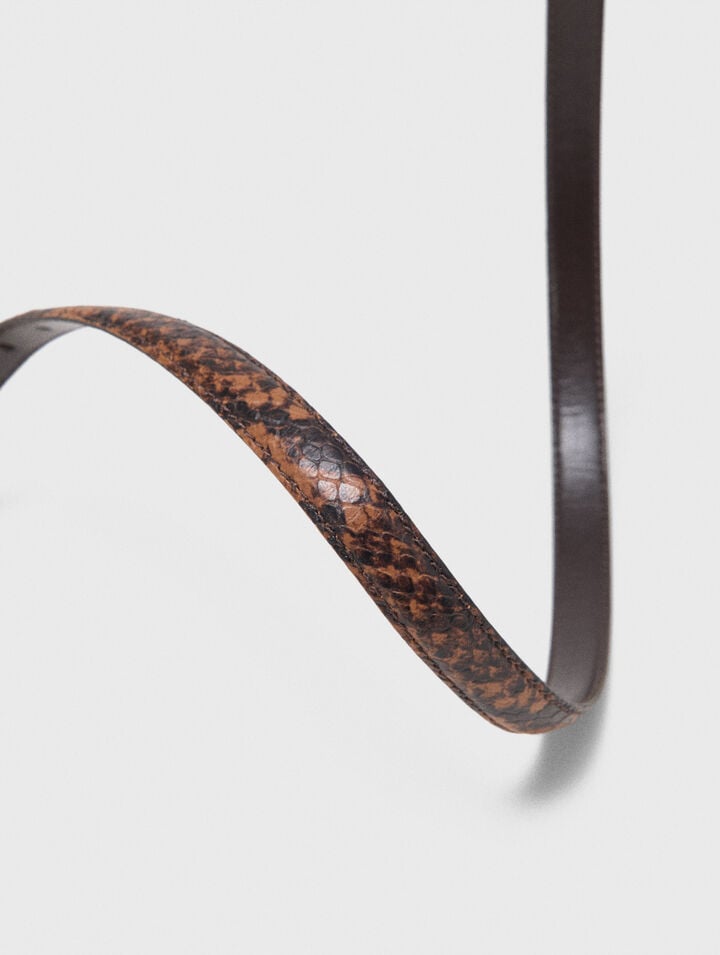 Slim embossed leather belt
