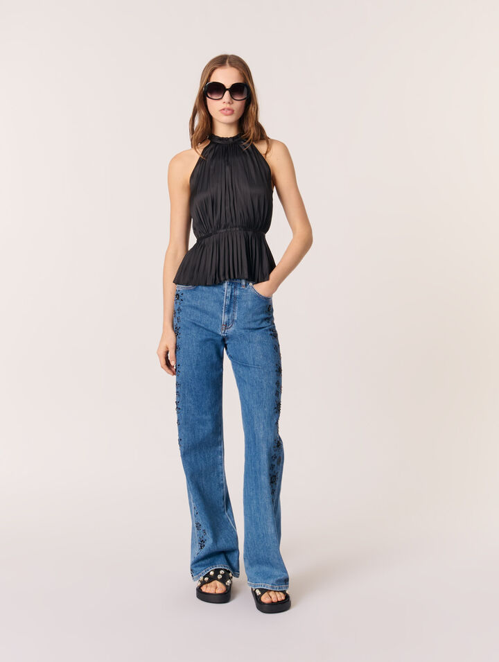 Pleated satin top