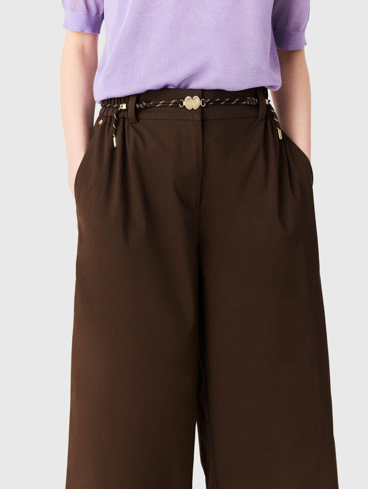 Wide-leg cotton trousers