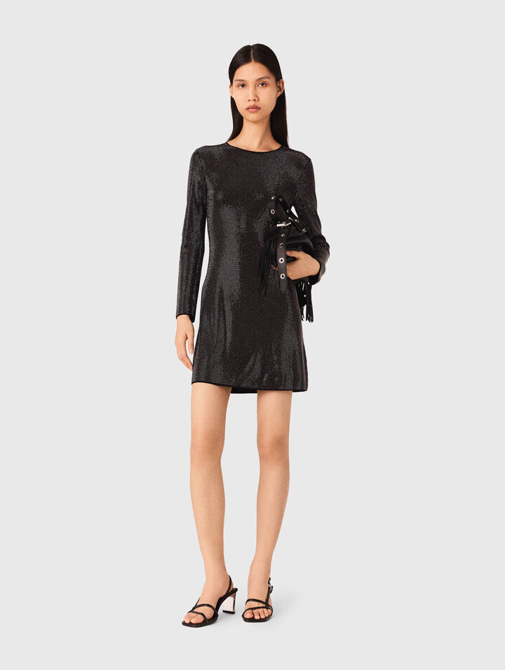 Short rhinestone knit dress