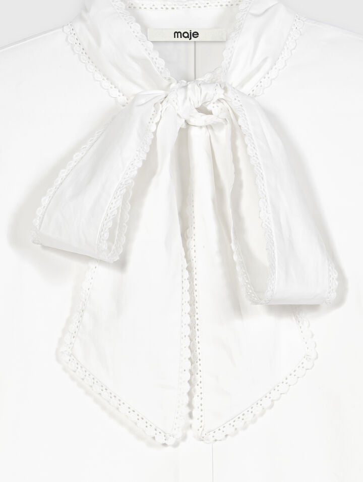 Shirt with removable pussy bow
