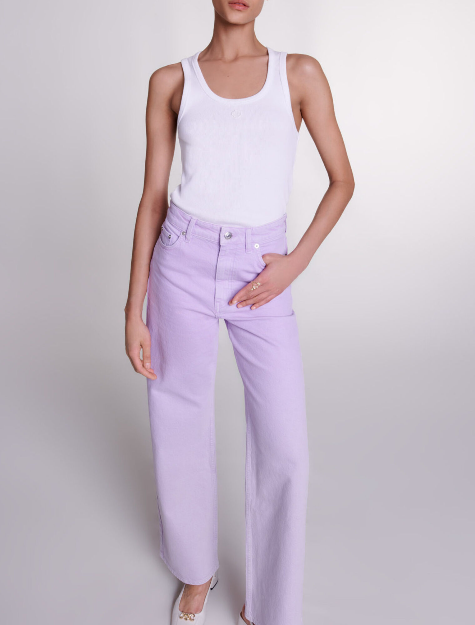 Faded wide-leg jeans