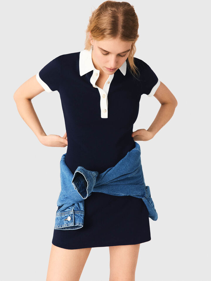 Contrast-trim polo dress
