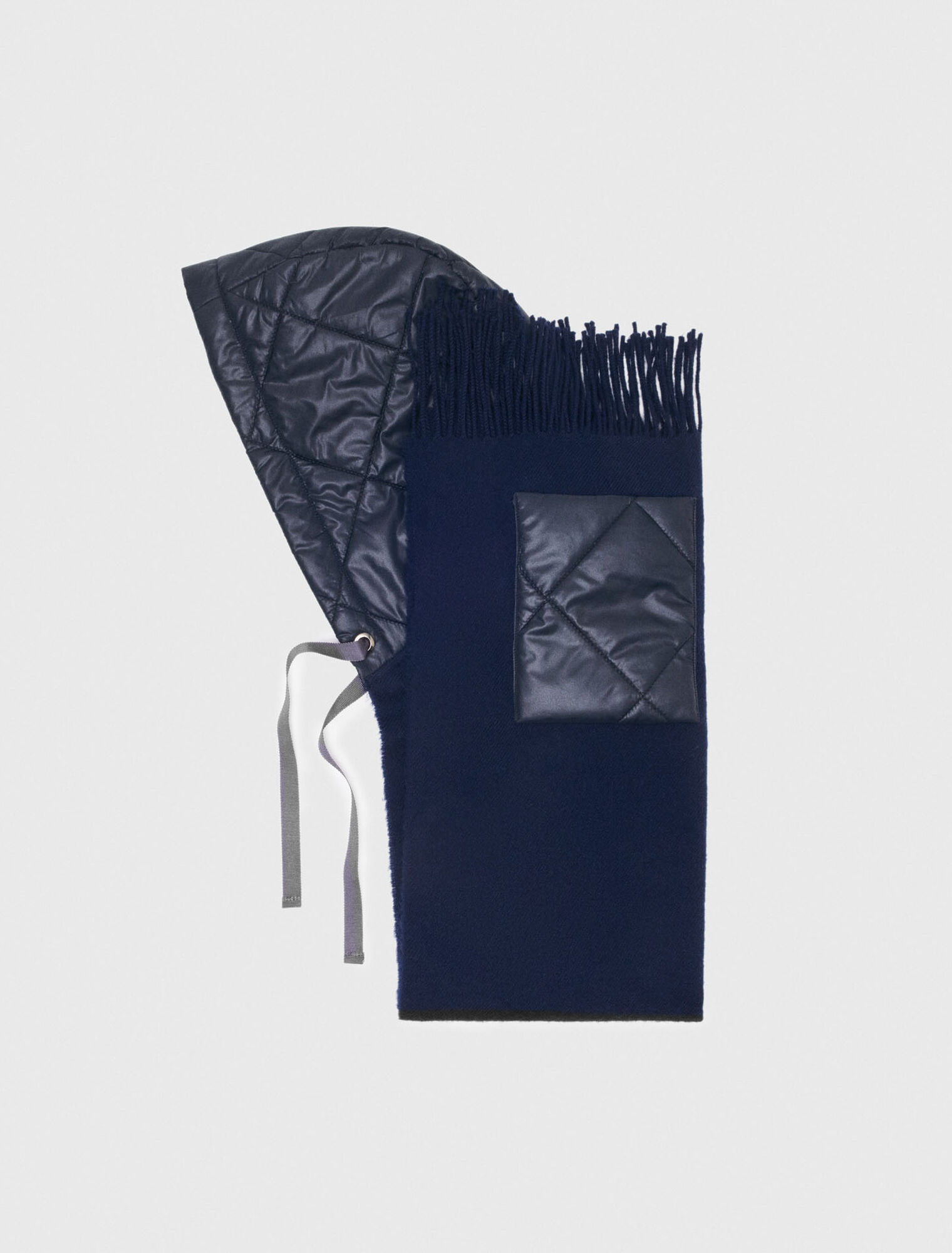 Hooded wool poncho