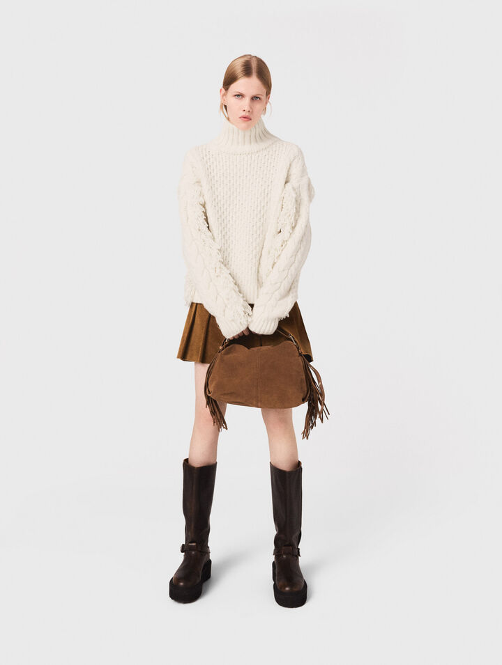 Wool-blend jumper with fringes