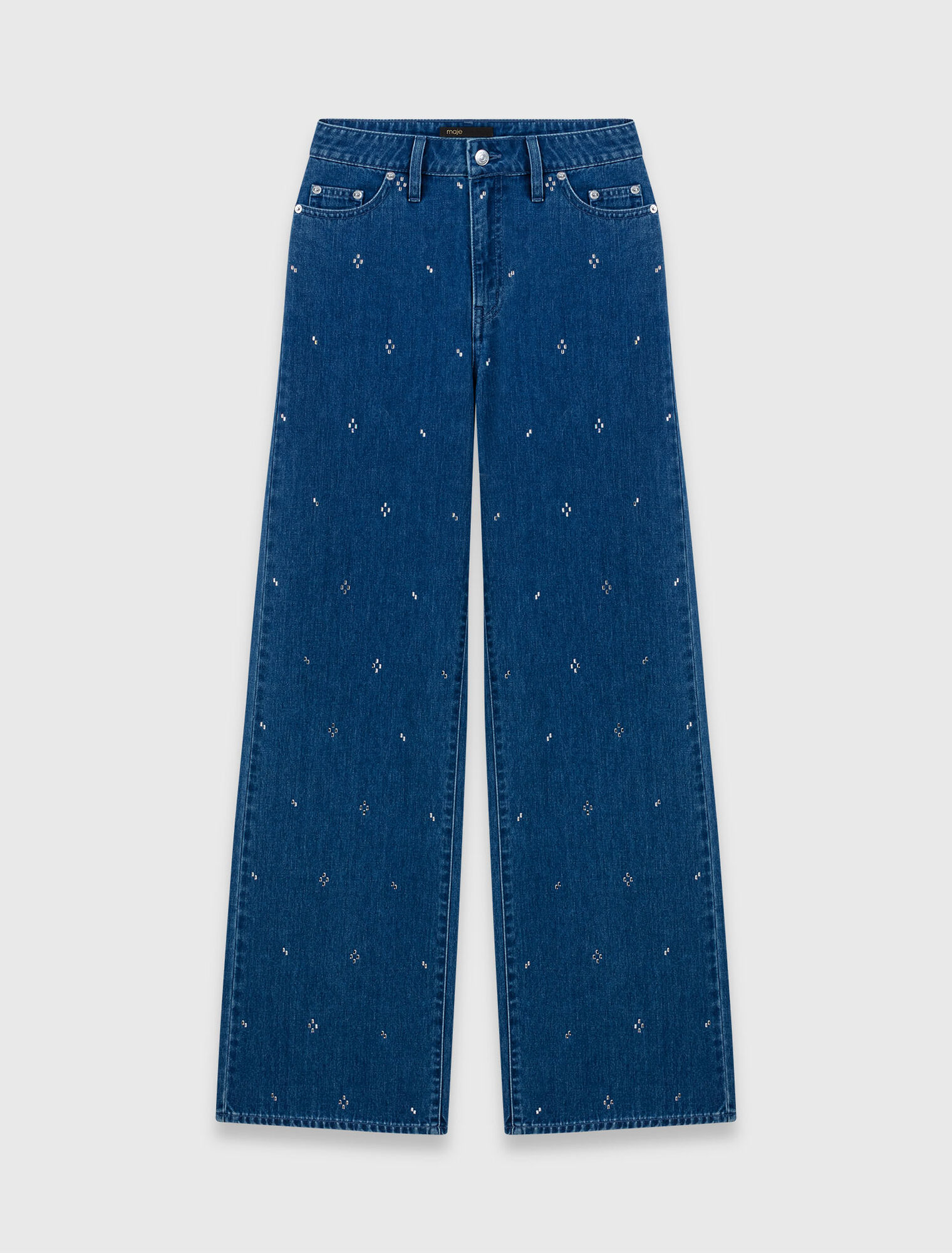 Wide jeans with rhinestones