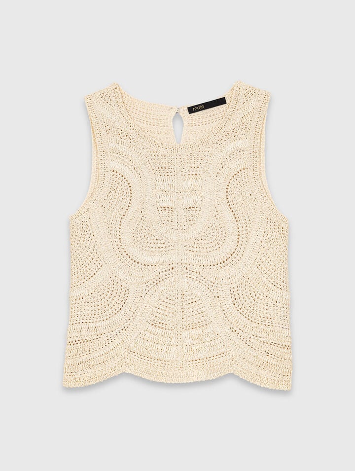Sleeveless crochet-knit top