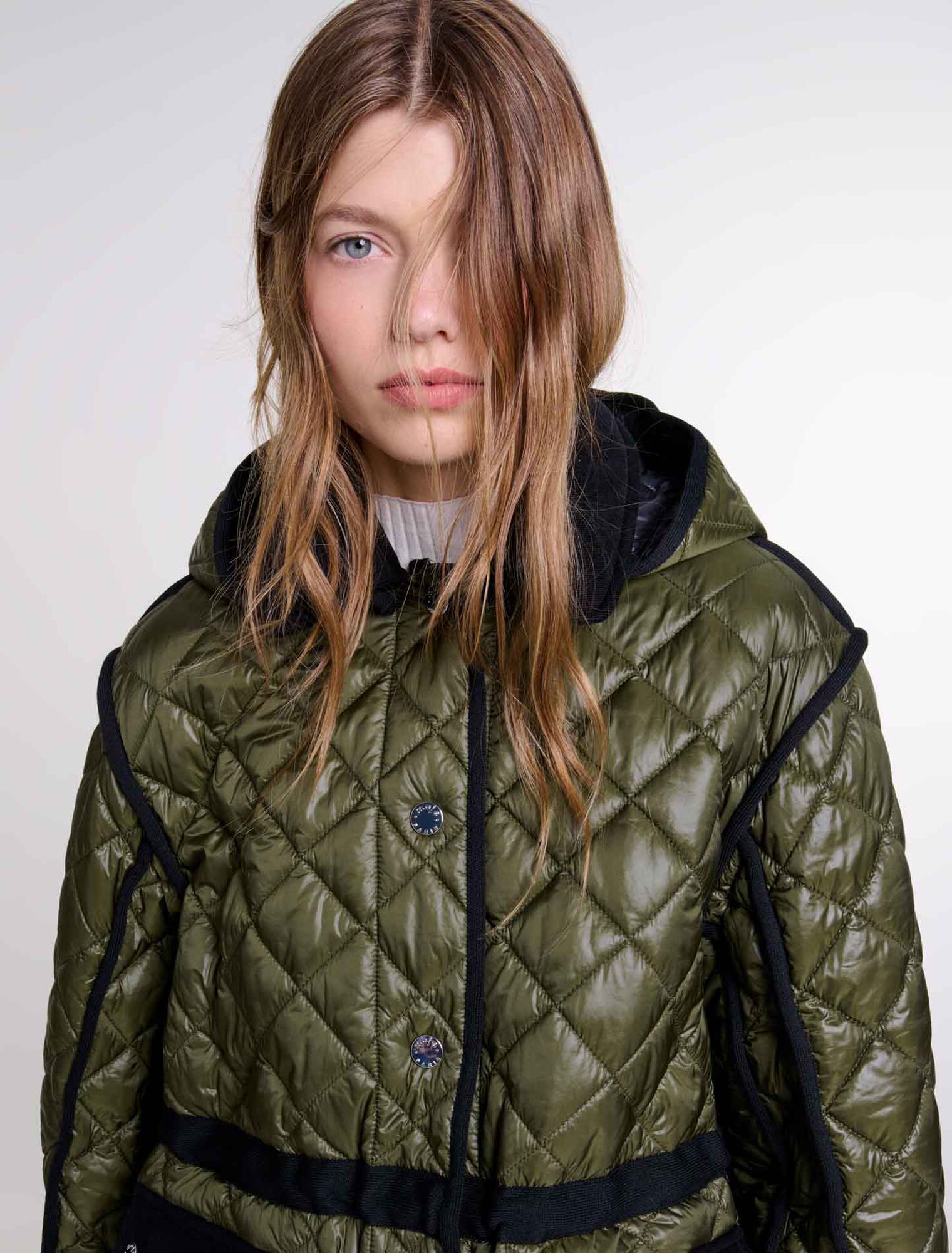 Contrast quilted puffer jacket