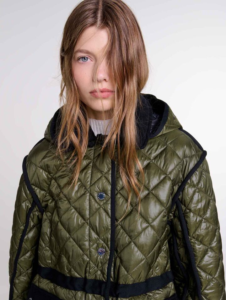 Contrast quilted puffer jacket