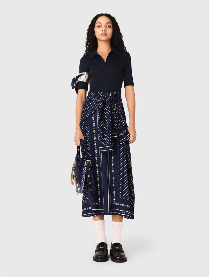 Patterned mixed-material dress