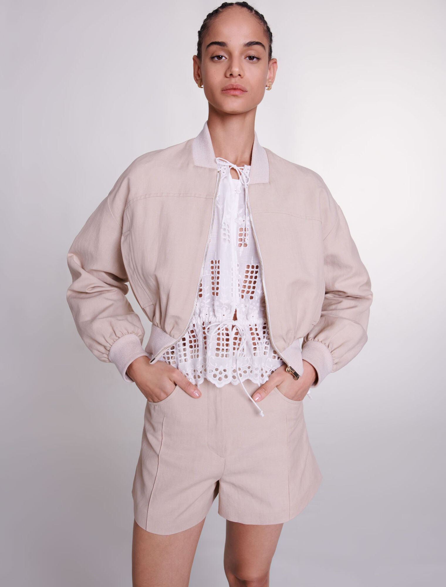 Cropped linen jacket